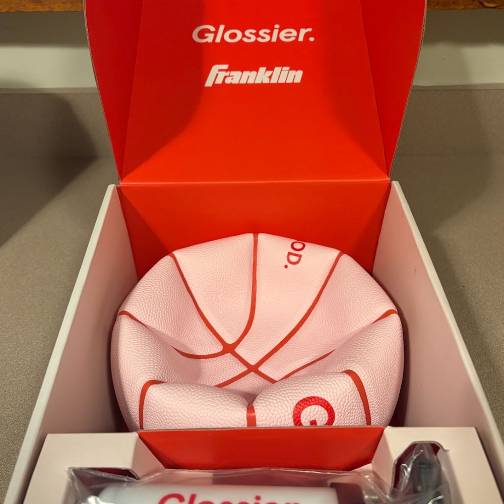 RARE GLOSSIER Pink & Red You Look Good Basketball with Pump - NEW IN BOX